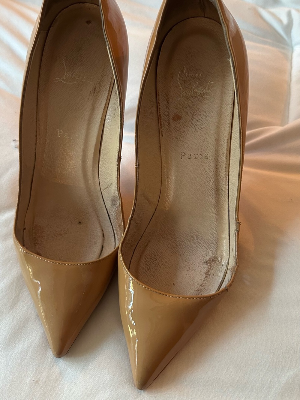 Christian Louboutin Nude Patent Leather Pumps Red Sole Size 38